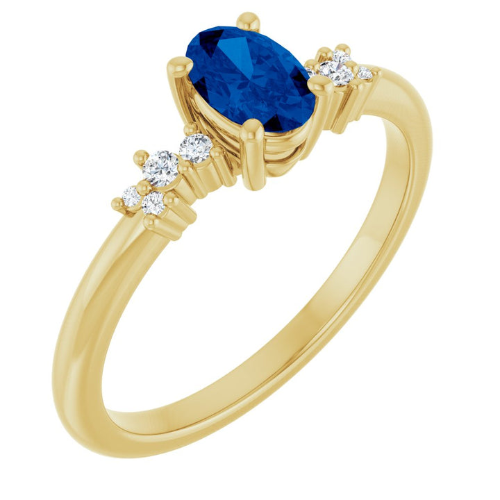 14K Oval Gemstone &amp; Diamond Cluster Ring