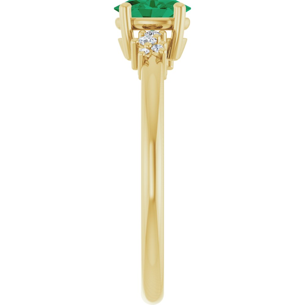 14K Oval Gemstone &amp; Diamond Cluster Ring