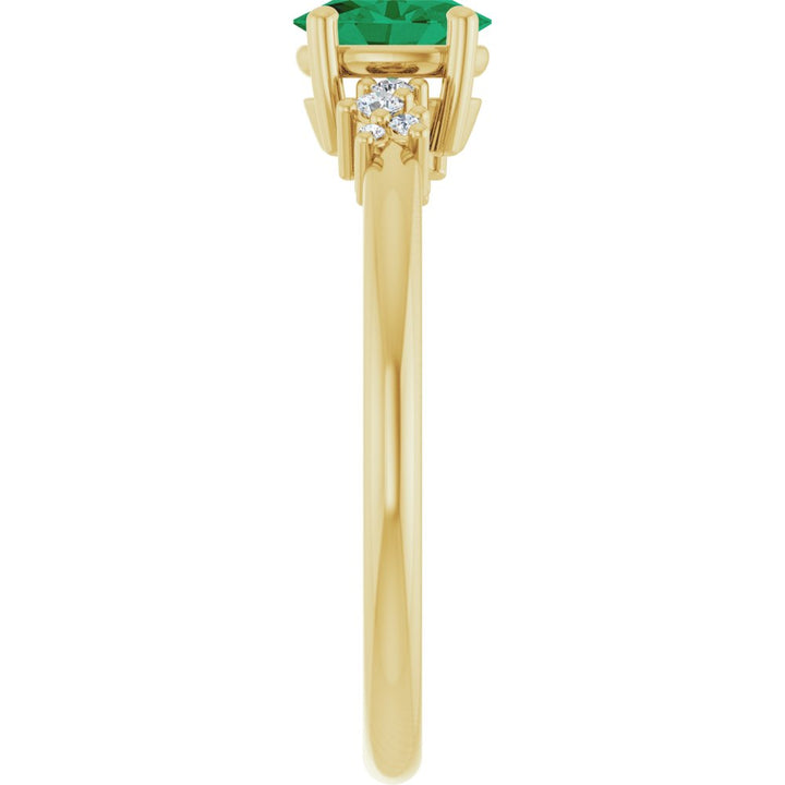 14K Oval Gemstone &amp; Diamond Cluster Ring