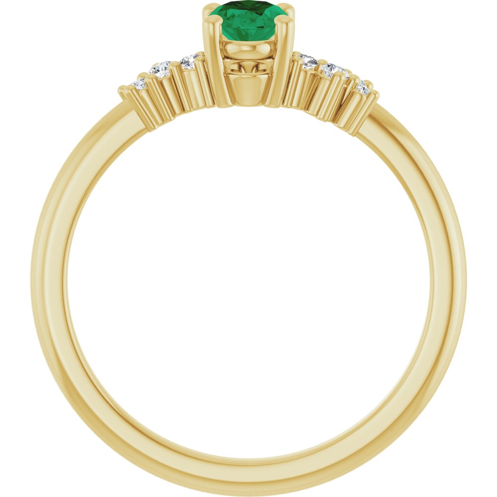 14K Oval Gemstone &amp; Diamond Cluster Ring