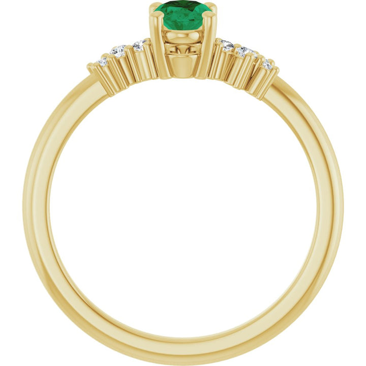 14K Oval Gemstone &amp; Diamond Cluster Ring