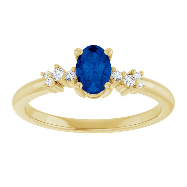 14K Oval Gemstone &amp; Diamond Cluster Ring