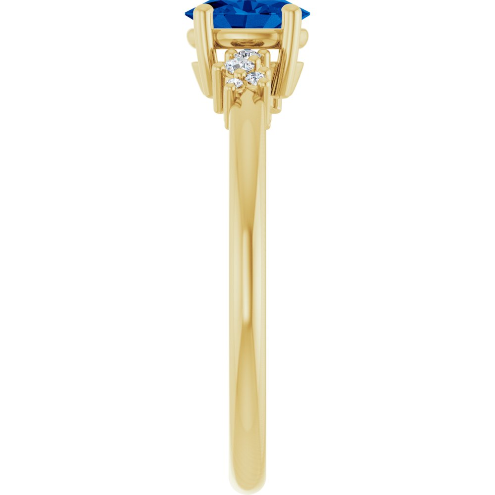 14K Oval Gemstone &amp; Diamond Cluster Ring