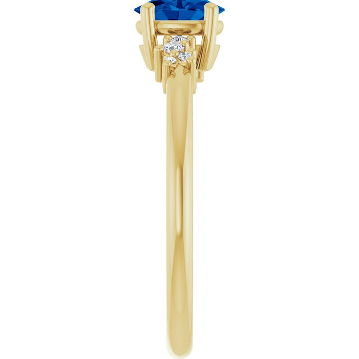 14K Oval Gemstone &amp; Diamond Cluster Ring