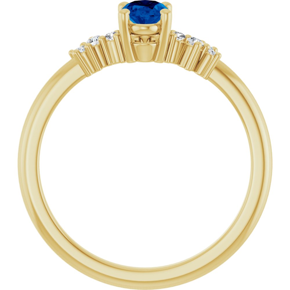 14K Oval Gemstone &amp; Diamond Cluster Ring