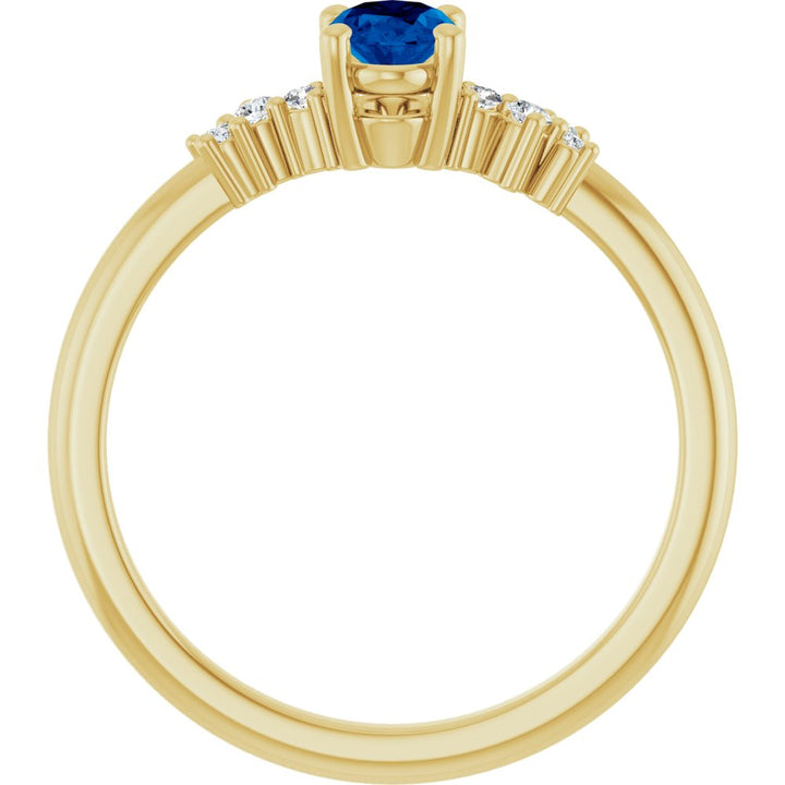 14K Oval Gemstone &amp; Diamond Cluster Ring