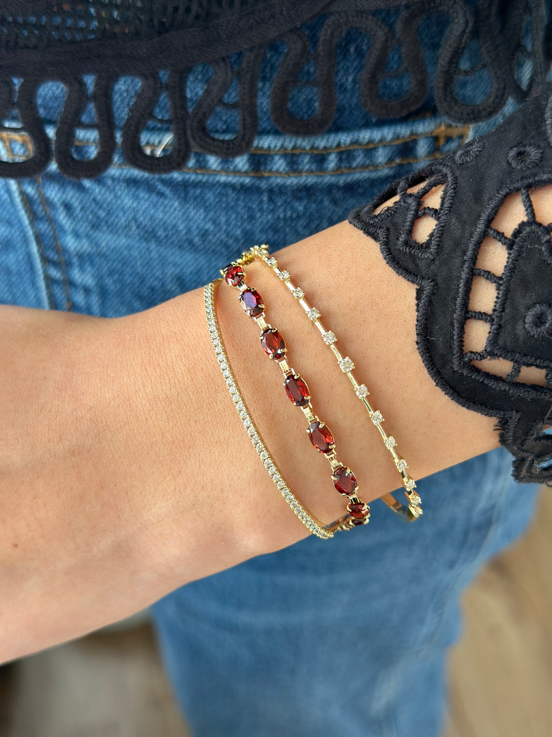 14K Oval Gemstone Line Bracelet-Embark Fine Jewelry