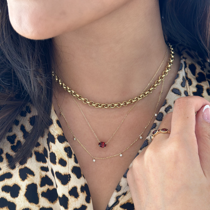 14K Oval Gemstone Solitaire Necklace