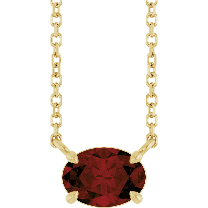 14K Oval Gemstone Solitaire Necklace
