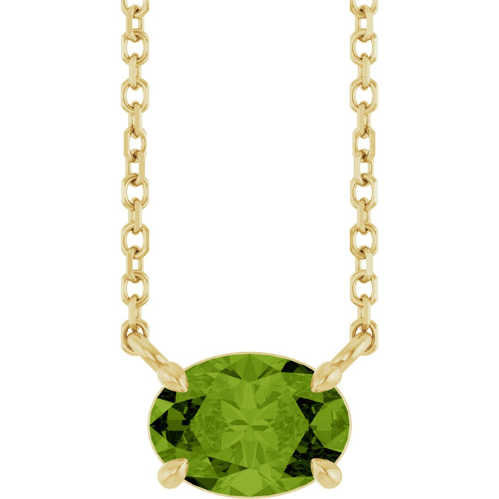 14K Oval Gemstone Solitaire Necklace