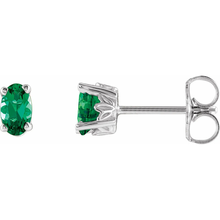 14K Oval Gemstone Studs