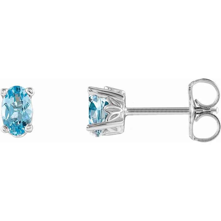 14K Oval Gemstone Studs