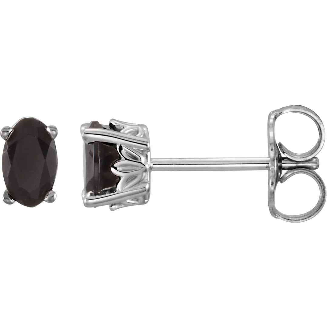 14K Oval Gemstone Studs