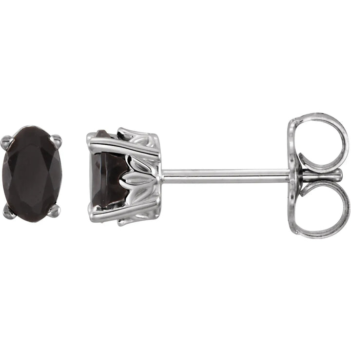 14K Oval Gemstone Studs