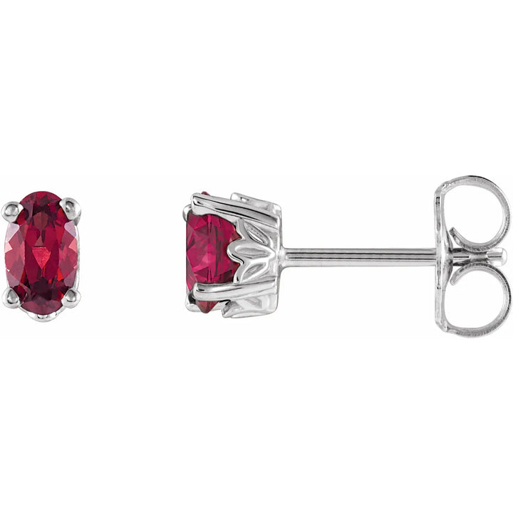 14K Oval Gemstone Studs