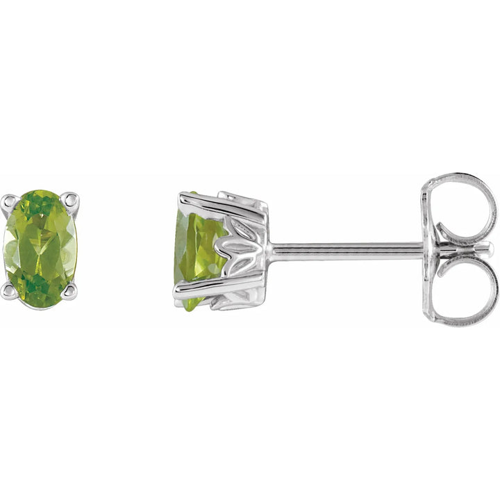 14K Oval Gemstone Studs