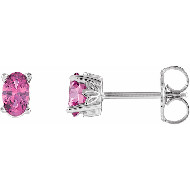 14K Oval Gemstone Studs