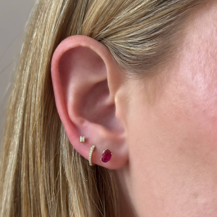 14K Oval Gemstone Studs