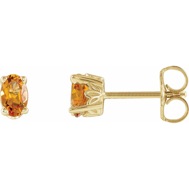14K Oval Gemstone Studs