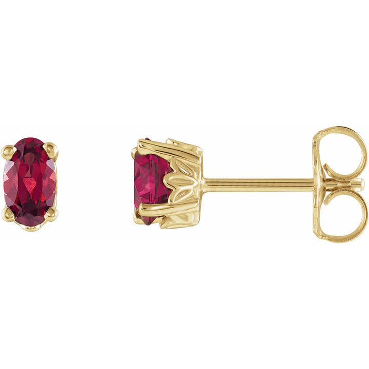 14K Oval Gemstone Studs