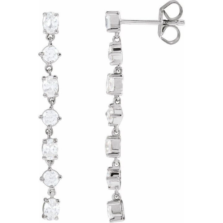 14K Oval &amp; Round Diamond Drop Earrings