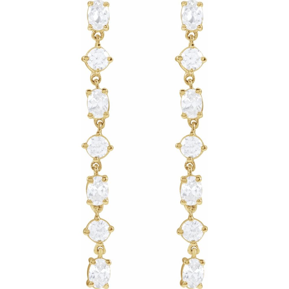 14K Oval &amp; Round Diamond Drop Earrings