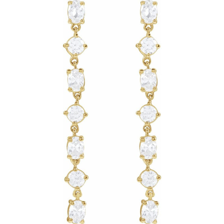 14K Oval &amp; Round Diamond Drop Earrings