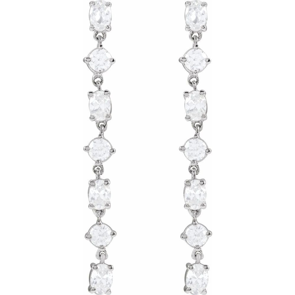 14K Oval &amp; Round Diamond Drop Earrings