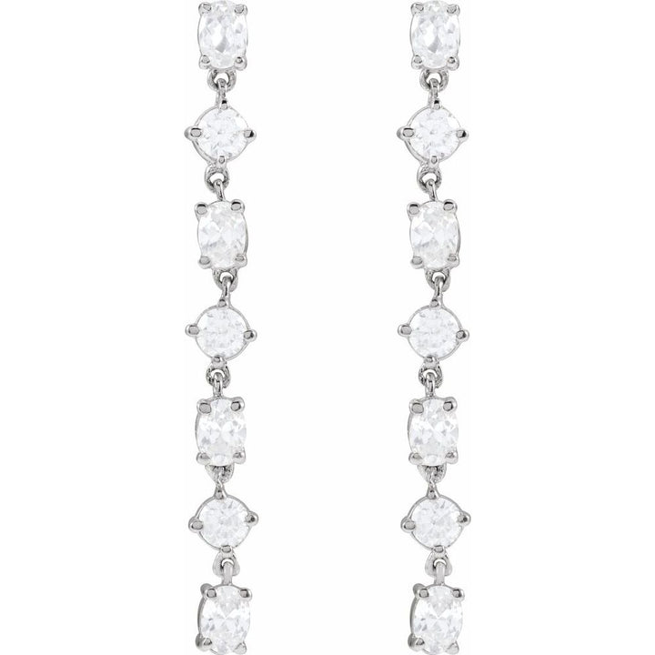 14K Oval &amp; Round Diamond Drop Earrings