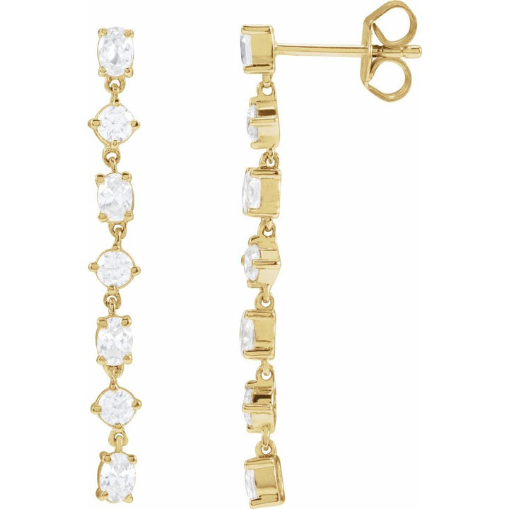 14K Oval &amp; Round Diamond Drop Earrings