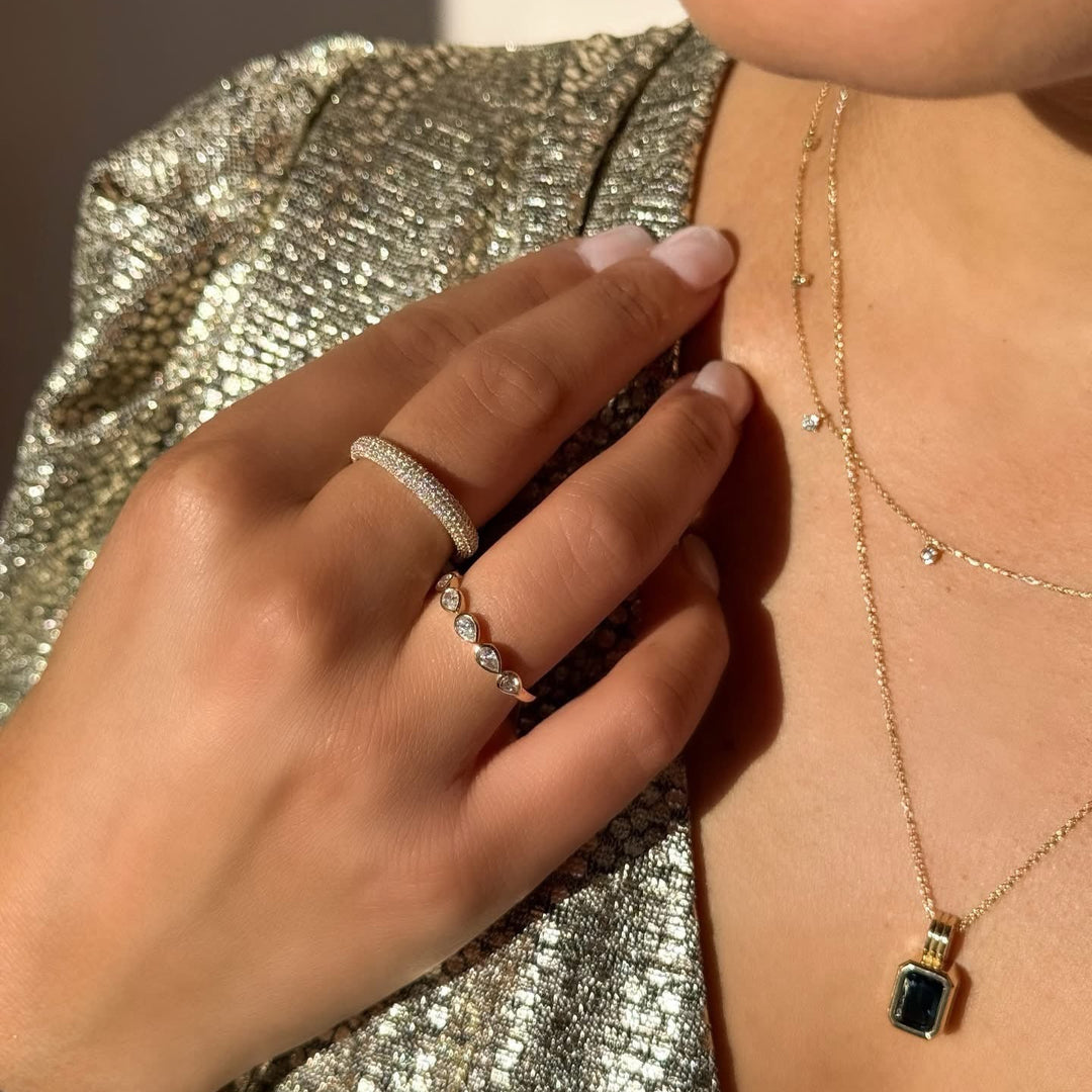 14K Pave Diamond Anniversary Band