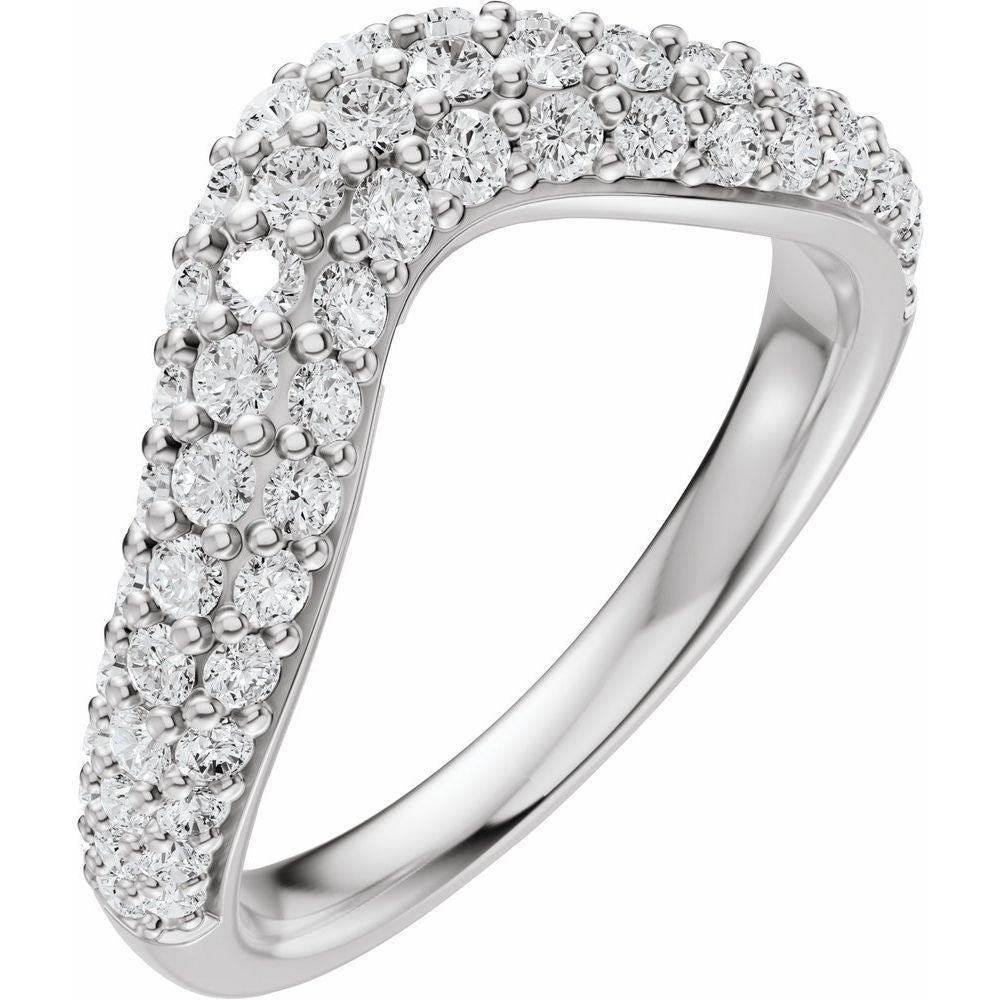 14K Pave Diamond Contour Band