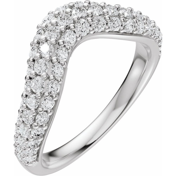 14K Pave Diamond Contour Band