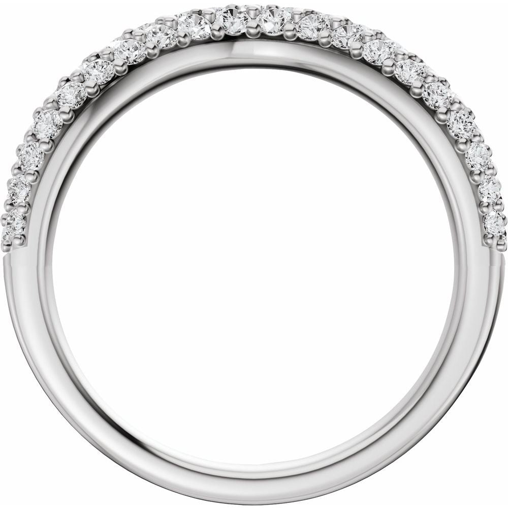 14K Pave Diamond Contour Band