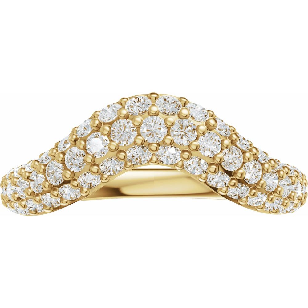 14K Pave Diamond Contour Band
