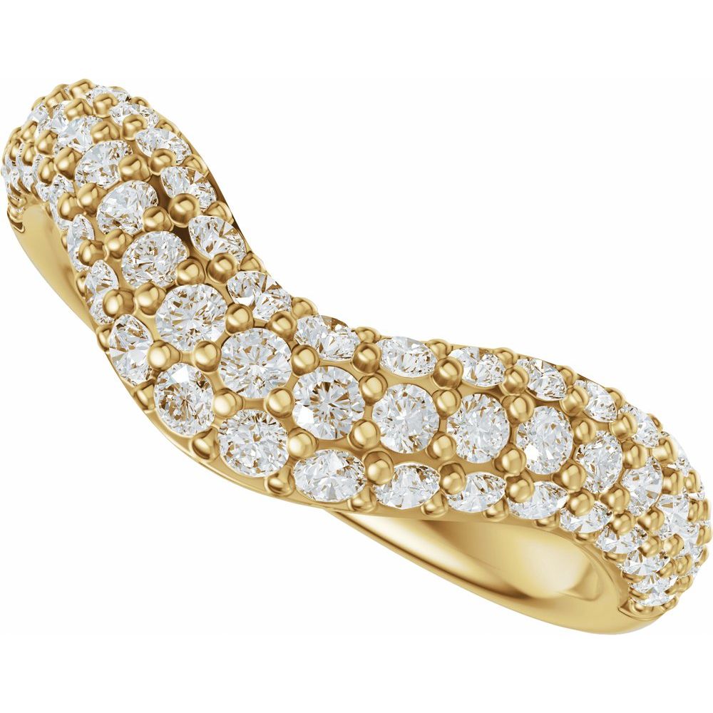 14K Pave Diamond Contour Band