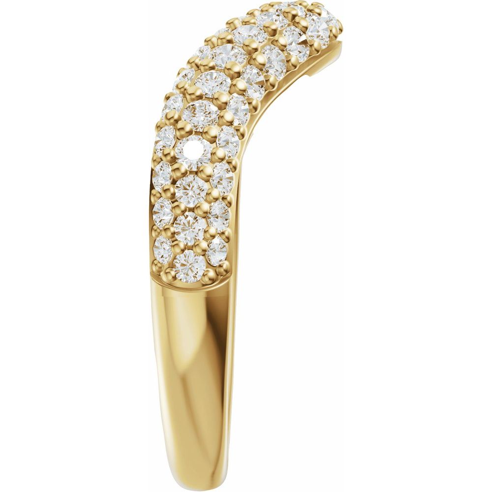 14K Pave Diamond Contour Band