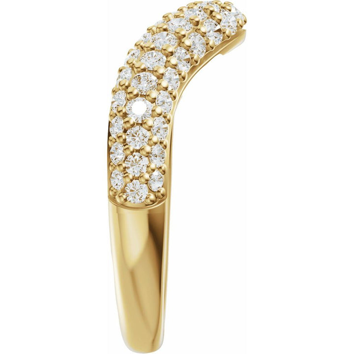 14K Pave Diamond Contour Band