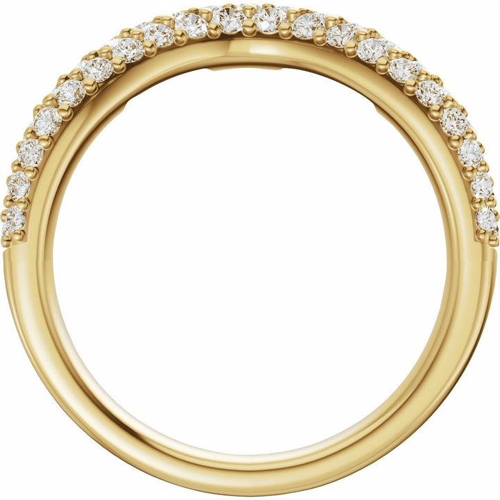 14K Pave Diamond Contour Band