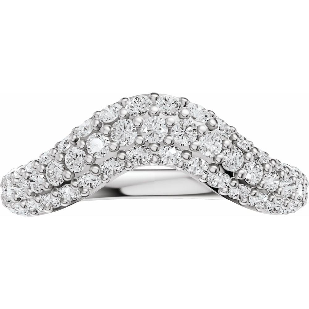 14K Pave Diamond Contour Band