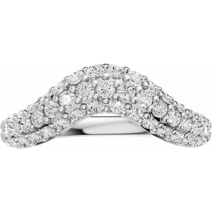 14K Pave Diamond Contour Band