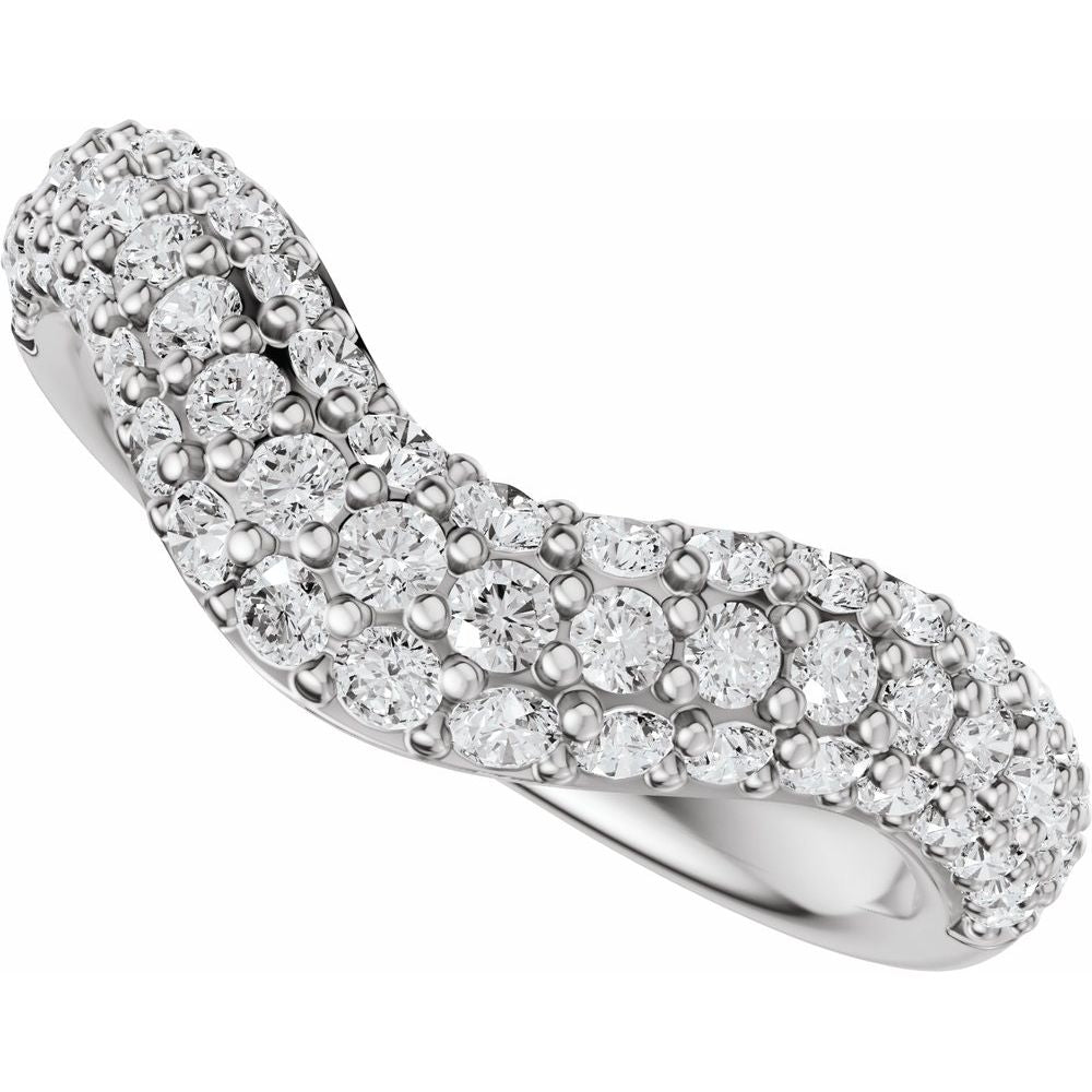 14K Pave Diamond Contour Band
