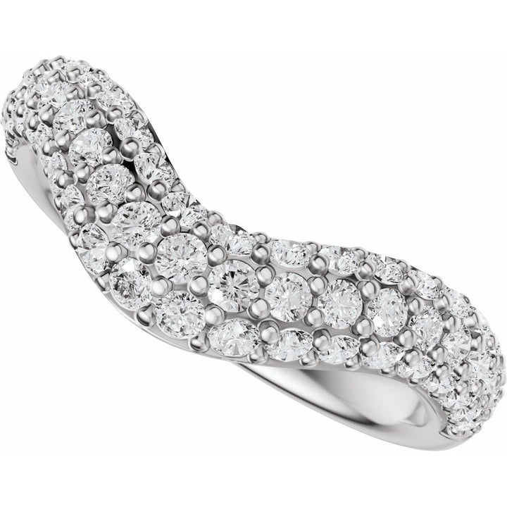 14K Pave Diamond Contour Band
