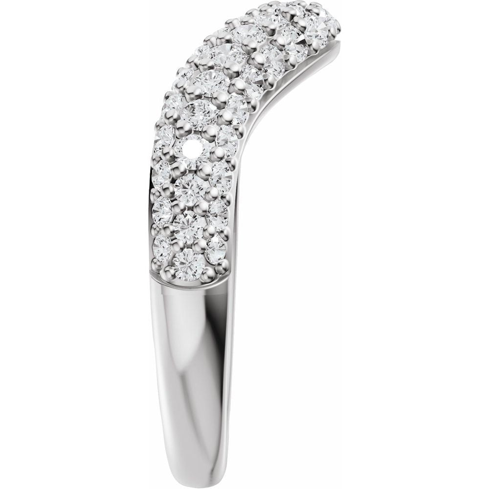 14K Pave Diamond Contour Band