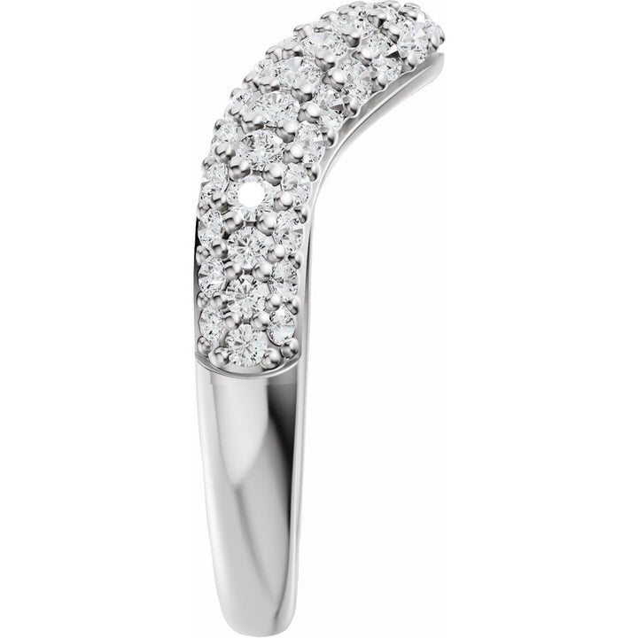 14K Pave Diamond Contour Band