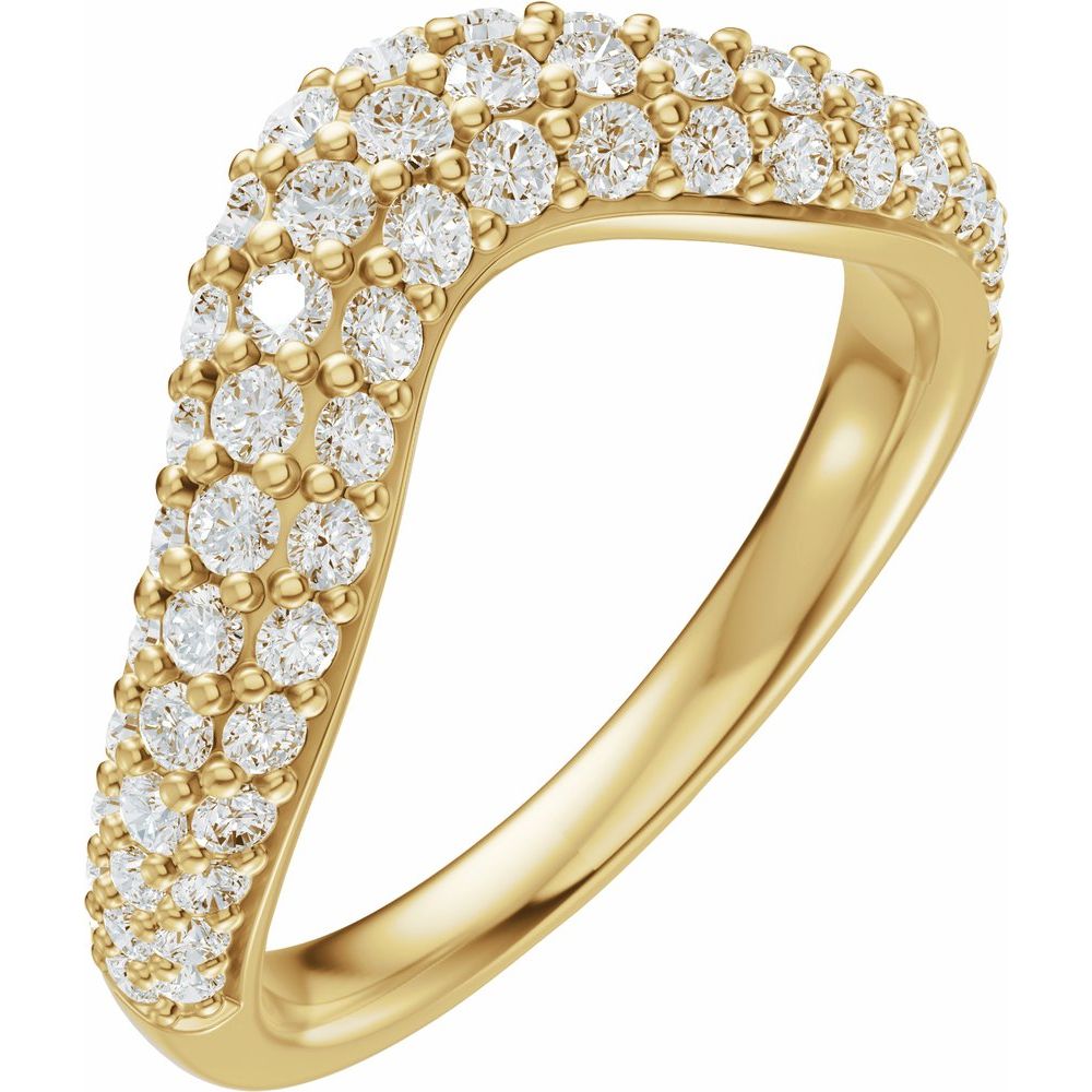 14K Pave Diamond Contour Band