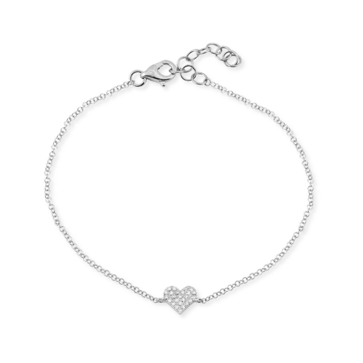 14K Pave Diamond Heart Bracelet