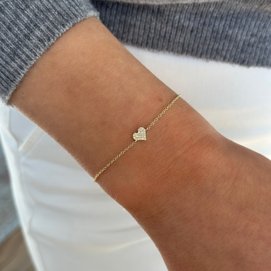 14K Pave Diamond Heart Bracelet