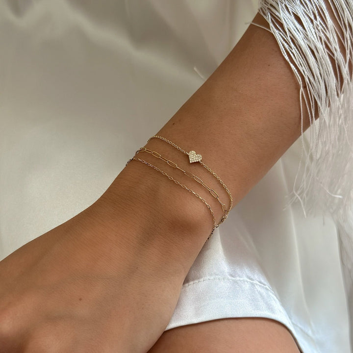 14K Pave Diamond Heart Bracelet