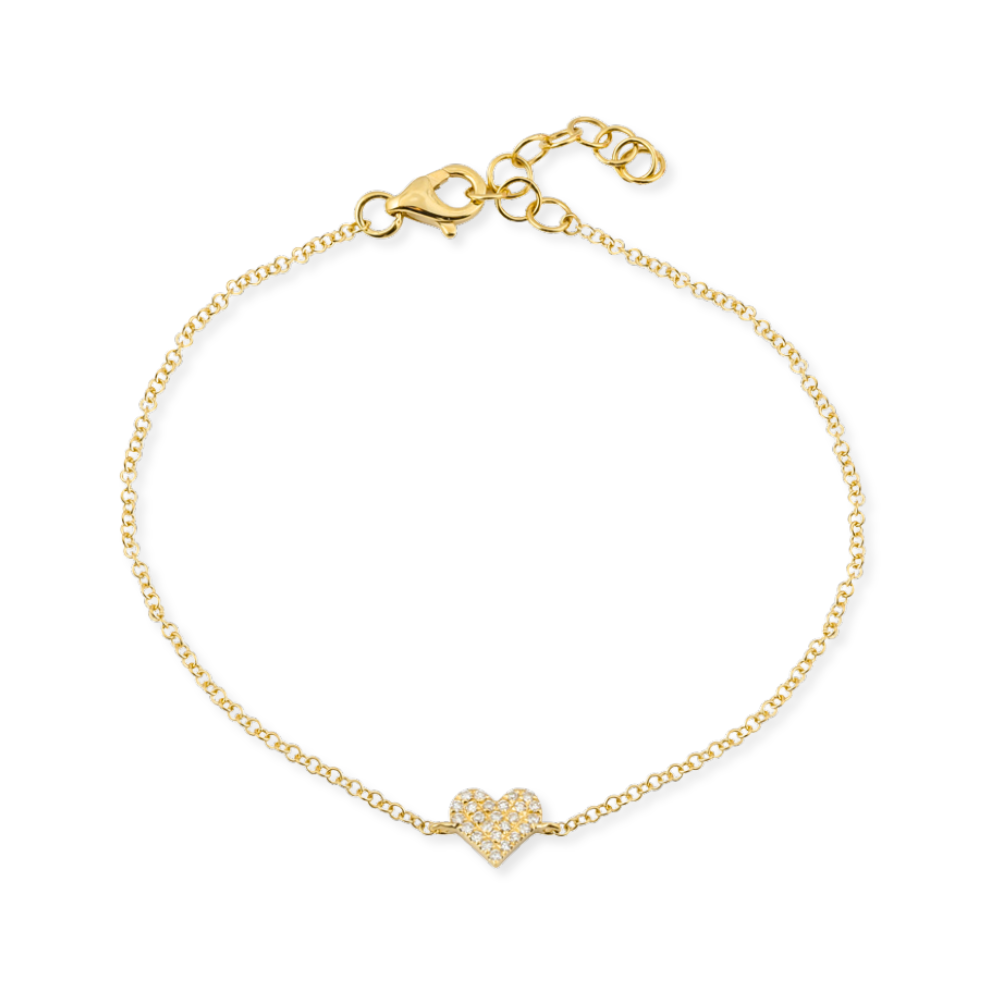 14K Pave Diamond Heart Bracelet